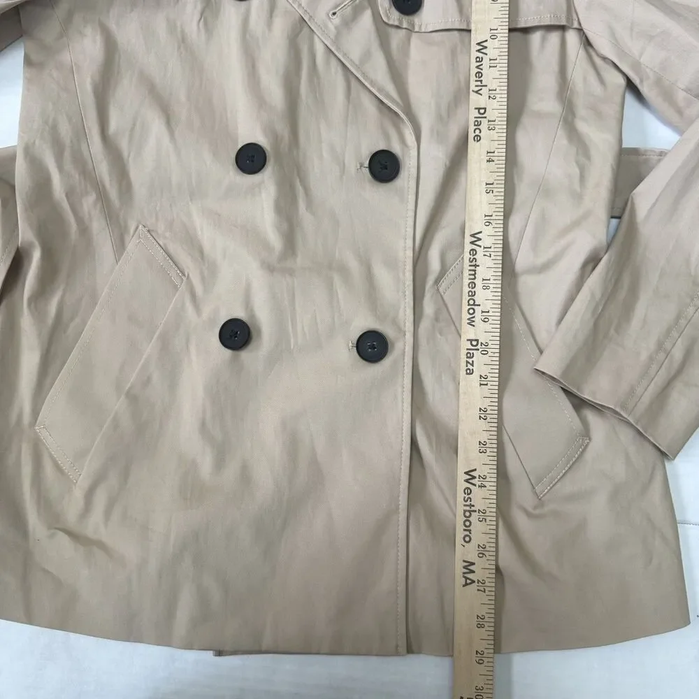 Quince Women Comfort Stretch Short Trench Coat Tan Khaki Outerwear Medium - Picture 12 of 14